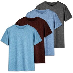 4-Pack Boys Shirts Youth Quick Dry Shirts for Boys Athletic Short Sleeve T Shirts Kids Performance Tees (5Y-18Y) in Saudi Arabia