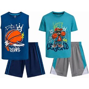 Pro Athlete Boys Short Sets - 4 Piece Performance Graphic Tees and Tank Tops with Matching Boys Athletic Shorts (Sizes: 8-16) in Saudi Arabia