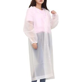 RYNCO White Clear Rain Poncho, Unisex, Portable Reusable Clear Ponchos with Hood, Raincoat for Adults with Elastic Cuff Sleeves in Saudi Arabia