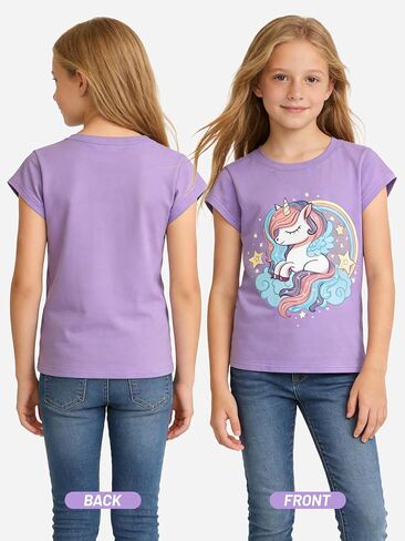 5 Pack Girls T-Shirts Cotton Graphic Tee Shirts Tops Clothes for Kids Girls Short Sleeve 5-12 Years in Saudi Arabia