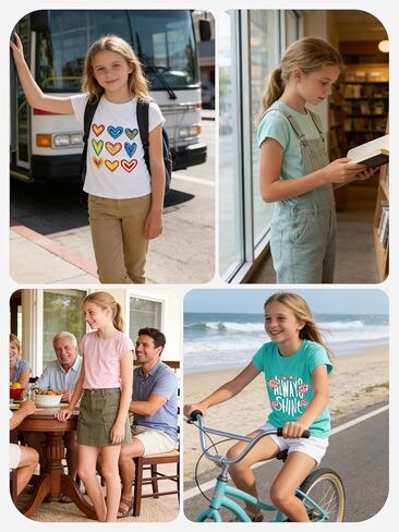 5 Pack Girls T-Shirts Cotton Graphic Tee Shirts Tops Clothes for Kids Girls Short Sleeve 5-12 Years in Saudi Arabia