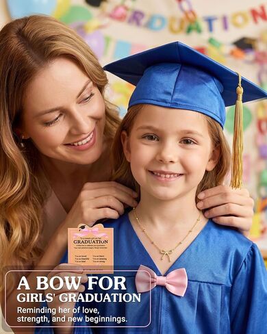 UNGENT THEM Celebrate Her Graduation with Love– Cute Bow Necklace Graduation Gifts for Girls with Encouraging Card in Kuwait