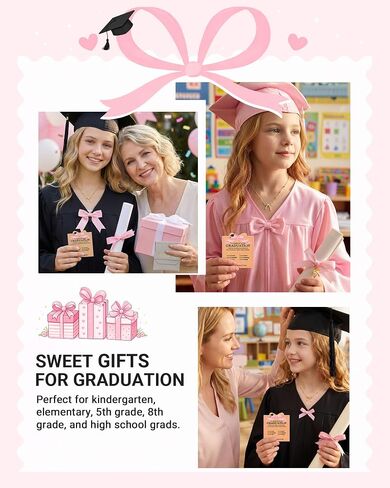 UNGENT THEM Celebrate Her Graduation with Love– Cute Bow Necklace Graduation Gifts for Girls with Encouraging Card in Kuwait