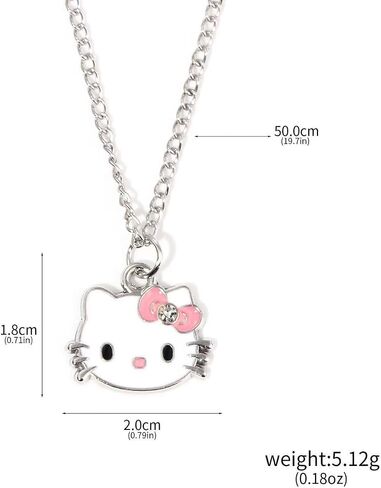 Cartoon Kitty Bracelets and Necklace Set For Valentine's Day gift Beads Charms Adjustable Stainless Steel Chain Accessories Cute Stuff Bangle Gifts for Women gift for girl birthday gift. in Kuwait