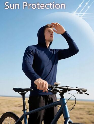 6 Pack Mens UPF 50+ Hoodie Shirts Sun Protection Lightweight Quick Dry UV Shirts Outdoor Fishing Active Wear Rash Guard in Saudi Arabia