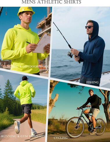 6 Pack Mens UPF 50+ Hoodie Shirts Sun Protection Lightweight Quick Dry UV Shirts Outdoor Fishing Active Wear Rash Guard in Saudi Arabia