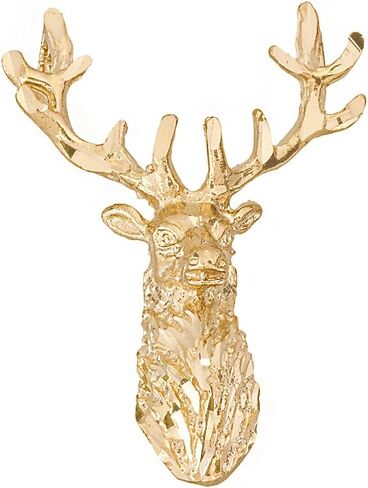 Animal Kingdom Textured 10k Yellow Gold Stag Deer Elk Head Pendant in Saudi Arabia