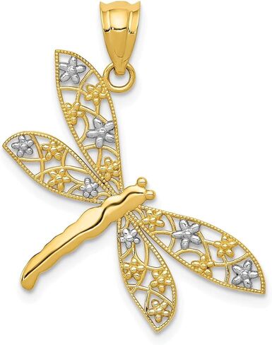Core Gold 14k w/Rhodium Filigree Dragonfly Pendant in Saudi Arabia