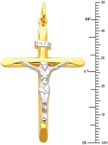 GoldenMine 14k Two Tone Gold Crucifix Cross Religious Charm Pendant in Kuwait