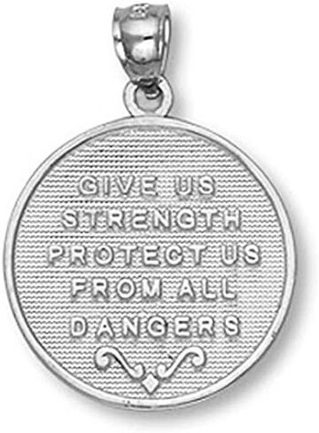 14k White Gold Saint Michael the Archangel Medal Charm Pendant in Saudi Arabia