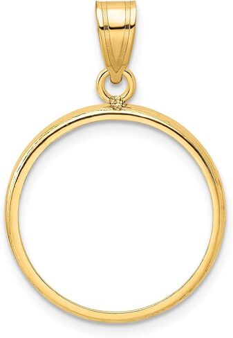 14k Polished 19.0mm Prong Coin Bezel Pendant, Yellow in Kuwait