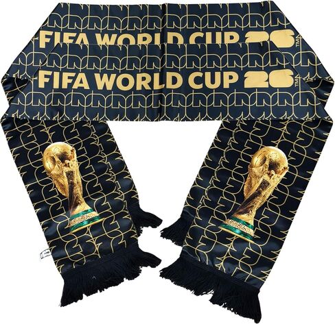 2Pcs World Cup Scarf 2026, Lightweight Summer Breathable Mesh Scarf, Stadium Decoration & Sun Protection, USA Canada Mexico World Trophy Design Scarves in Kuwait