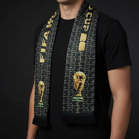 2Pcs World Cup Scarf 2026, Lightweight Summer Breathable Mesh Scarf, Stadium Decoration & Sun Protection, USA Canada Mexico World Trophy Design Scarves in Kuwait