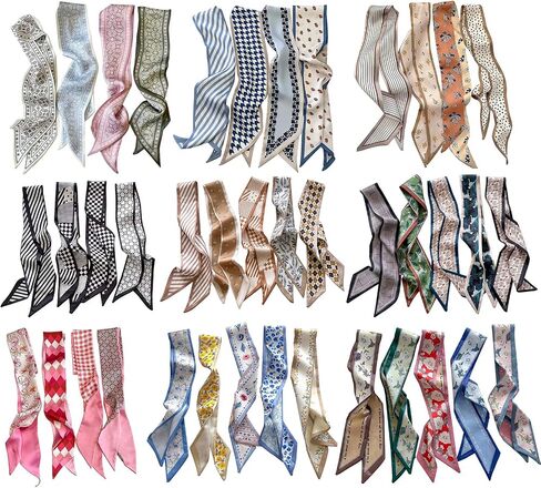 4/40 Pcs Hair Scarf for Women, 35"x2.36" Lightweight Silk Headband, Purse & Bag Scarves Gift Collection in Kuwait