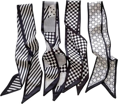 4/40 Pcs Hair Scarf for Women, 35"x2.36" Lightweight Silk Headband, Purse & Bag Scarves Gift Collection in Kuwait