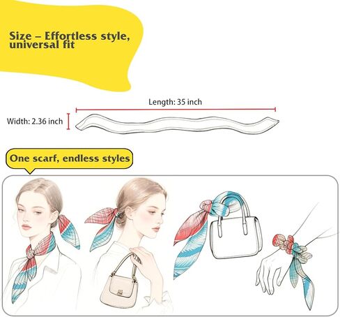 4/40 Pcs Hair Scarf for Women, 35"x2.36" Lightweight Silk Headband, Purse & Bag Scarves Gift Collection in Kuwait