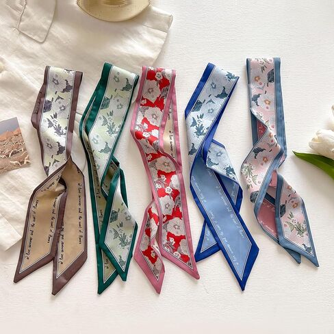4/40 Pcs Hair Scarf for Women, 35"x2.36" Lightweight Silk Headband, Purse & Bag Scarves Gift Collection in Kuwait