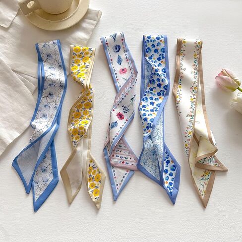 4/40 Pcs Hair Scarf for Women, 35"x2.36" Lightweight Silk Headband, Purse & Bag Scarves Gift Collection in Kuwait