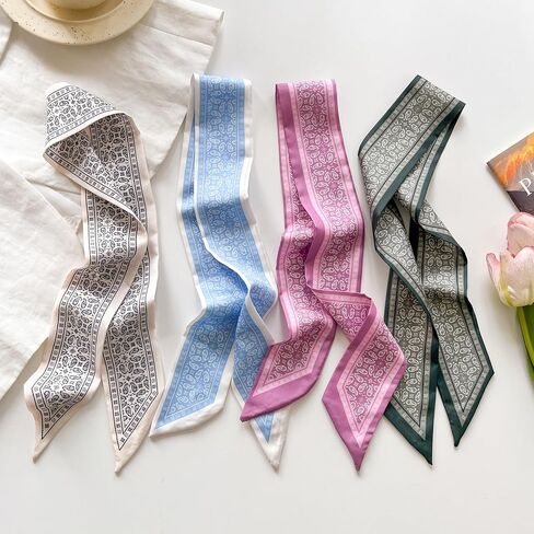 4/40 Pcs Hair Scarf for Women, 35"x2.36" Lightweight Silk Headband, Purse & Bag Scarves Gift Collection in Kuwait