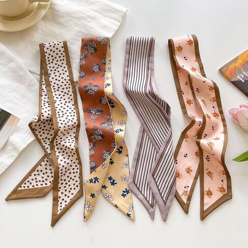 4/40 Pcs Hair Scarf for Women, 35"x2.36" Lightweight Silk Headband, Purse & Bag Scarves Gift Collection in Kuwait