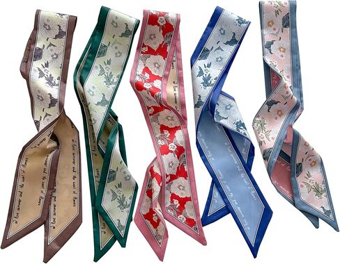 4/40 Pcs Hair Scarf for Women, 35"x2.36" Lightweight Silk Headband, Purse & Bag Scarves Gift Collection in Kuwait