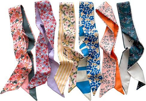 4/40 Pcs Hair Scarf for Women, 35"x2.36" Lightweight Silk Headband, Purse & Bag Scarves Gift Collection in Kuwait