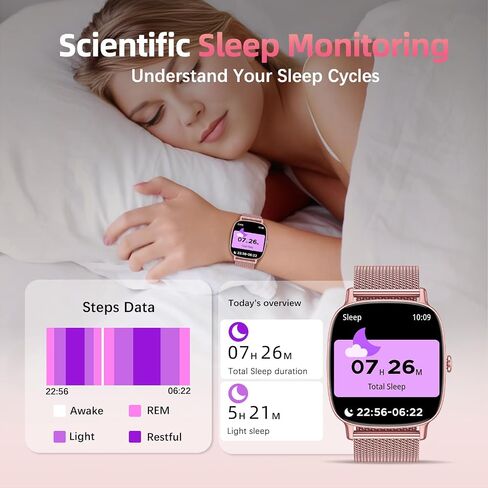 Smart Watch for Women, Answer/Make Call,1.85'' Ultra-Clear Screen Fitness Tracker with Heart Rate/Sleep/SpO2 Monitor,Smartwatch for iPhone/Samsung/Android,120+ Sport Modes,IP68 Waterproof with 2 Bands in Saudi Arabia