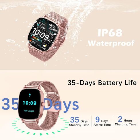 Smart Watch for Women, Answer/Make Call,1.85'' Ultra-Clear Screen Fitness Tracker with Heart Rate/Sleep/SpO2 Monitor,Smartwatch for iPhone/Samsung/Android,120+ Sport Modes,IP68 Waterproof with 2 Bands in Saudi Arabia