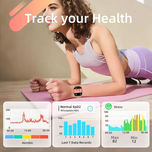 Smart Watch for Women, Answer/Make Call,1.85'' Ultra-Clear Screen Fitness Tracker with Heart Rate/Sleep/SpO2 Monitor,Smartwatch for iPhone/Samsung/Android,120+ Sport Modes,IP68 Waterproof with 2 Bands in Saudi Arabia
