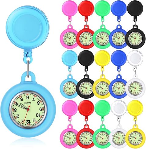 Outus 8 Pcs/16 Pcs Retractable Nurse Clip on Badge Watch Silicone Dark Glow Reel Pocket Fob Stethoscope Watch for CNA Week in Saudi Arabia