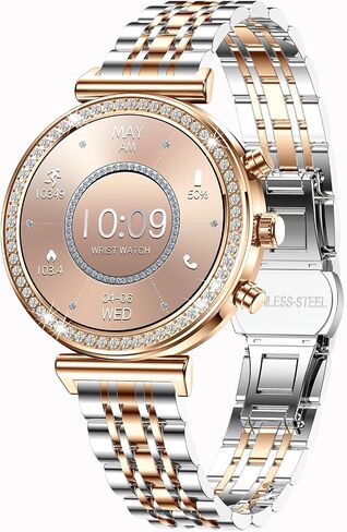 Smart Watches for Women Fitness Tracker with Diamonds Multi-Sport Modes Heart Rate Monitor Sleep Monitoring Bluetooth Calls Female Helath 1.27" Dainty Smartwatch for Android iOS in Kuwait