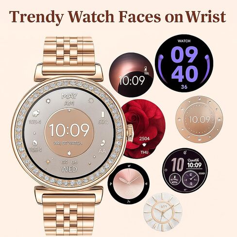 Smart Watches for Women Fitness Tracker with Diamonds Multi-Sport Modes Heart Rate Monitor Sleep Monitoring Bluetooth Calls Female Helath 1.27" Dainty Smartwatch for Android iOS in Kuwait