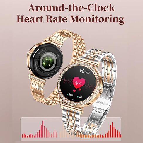 Smart Watches for Women Fitness Tracker with Diamonds Multi-Sport Modes Heart Rate Monitor Sleep Monitoring Bluetooth Calls Female Helath 1.27" Dainty Smartwatch for Android iOS in Kuwait