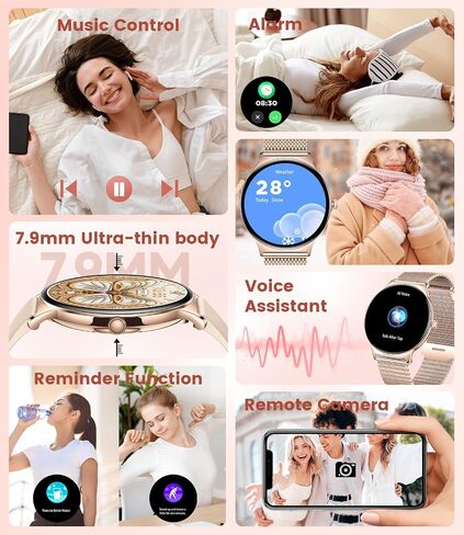 Smart Watches for Women, 1.43" AMOLED Display Fitness Tracker with Bluetooth Make/Answer Call, Heart Rate/Female Cycle/Sleep Monitor, 100+ Sports Modes, IP67 Waterproof for Android/iPhone in Saudi Arabia