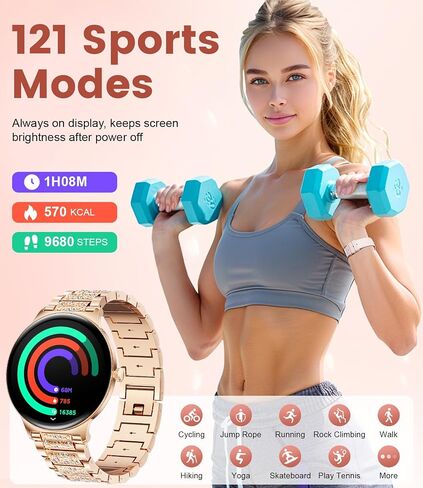 Smart Watches for Women, 1.43" AMOLED Display Fitness Tracker with Bluetooth Make/Answer Call, Heart Rate/Female Cycle/Sleep Monitor, 100+ Sports Modes, IP67 Waterproof for Android/iPhone in Saudi Arabia