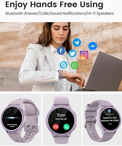 Smart Watches for Women for iPhone/Samsung/Android(Answer/Make Calls),1.27'' AMOLED Screen Activity Fitness Trackers with Heart Rate/Sleep/SpO2 Monitor,120+ Sport Modes IP68 Fitness Watch 2Band Purple in Saudi Arabia