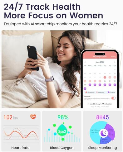 Smart Watches for Women for iPhone/Samsung/Android(Answer/Make Calls),1.27'' AMOLED Screen Activity Fitness Trackers with Heart Rate/Sleep/SpO2 Monitor,120+ Sport Modes IP68 Fitness Watch 2Band Purple in Saudi Arabia