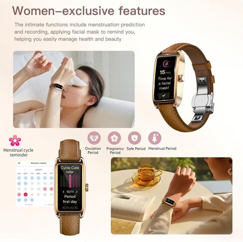Elegant Smart Watch for Women Fitness Tracker with Step Counter Calorie Tracker Heart Rate Monitor Sleep Tracker IP68 Waterproof Activity Tracker Bracelet with AMOLED Touchscreen for Android IOS in Saudi Arabia