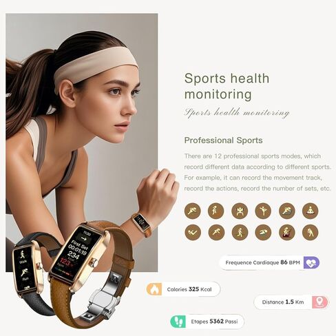 Elegant Smart Watch for Women Fitness Tracker with Step Counter Calorie Tracker Heart Rate Monitor Sleep Tracker IP68 Waterproof Activity Tracker Bracelet with AMOLED Touchscreen for Android IOS in Saudi Arabia