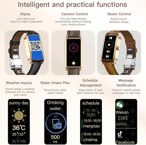 Elegant Smart Watch for Women Fitness Tracker with Step Counter Calorie Tracker Heart Rate Monitor Sleep Tracker IP68 Waterproof Activity Tracker Bracelet with AMOLED Touchscreen for Android IOS in Saudi Arabia