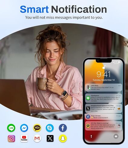 ساعات LIGE الذكية للنساء (الرد/إجراء مكالمة) 1.47 بوصة تعمل باللمس لتتبع اللياقة البدنية، متتبع النوم/السعرات الحرارية المحروقة/ IP68 مقاومة للماء، 111 وضعًا رياضيًا، عداد الخطى لنظام Android iOS، وردي in Kuwait