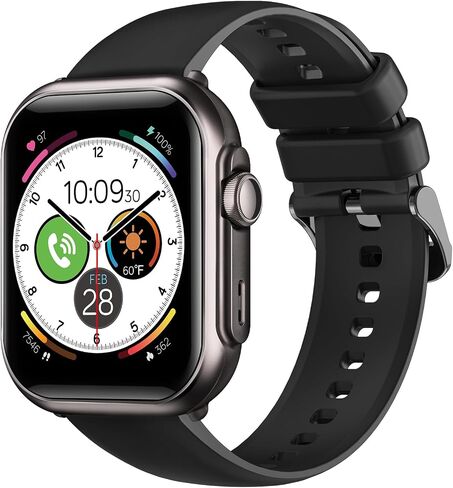 Smart Watches for Men Women: 1.85" Smartwatch with 30 Day+Battery Life Make/Answer Call Sleep Heart Rate SpO2 Monitor IP68 Waterproof 120+Sport Mode Watch for Android iPhone Samsung Black in Saudi Arabia