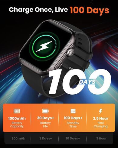 Smart Watches for Men Women: 1.85" Smartwatch with 30 Day+Battery Life Make/Answer Call Sleep Heart Rate SpO2 Monitor IP68 Waterproof 120+Sport Mode Watch for Android iPhone Samsung Black in Saudi Arabia