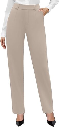 DLOODA Stretchy Work Pants Women High Waisted Pull On Dress Pants Office Business Casual Slacks with Pockets in Kuwait