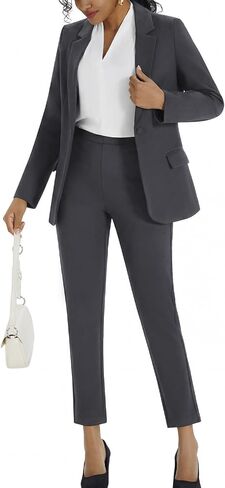 Kelyaa Women's 2 Piece Suit Set Business Casual Slim Fit One Button Blazer and Pant Suit for Office Work Professional Outfits in Saudi Arabia