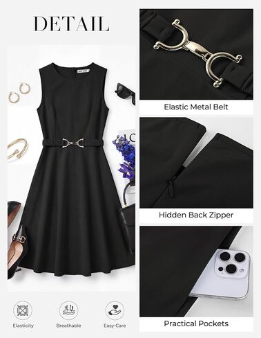 GRACE KARIN Womens Summer Work Dress 2026 Sleeveless Crewneck A Line Midi Dresses Flowy Business Dresses Outfits with Pockets in Kuwait