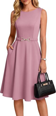 GRACE KARIN Womens Summer Work Dress 2026 Sleeveless Crewneck A Line Midi Dresses Flowy Business Dresses Outfits with Pockets in Kuwait