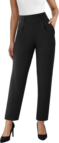 Straight Leg Womens Dress Pants, Stretchy Work Office Pants Pull on Business Casual Slacks with Pockets in Saudi Arabia