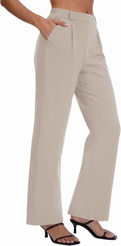 DLOODA Womens Dress Pants High Waisted Straight Leg Work Pants Pull On Business Casual Trousers Slacks with Pockets in Kuwait