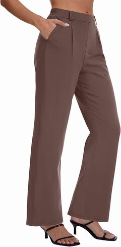 DLOODA Womens Dress Pants High Waisted Straight Leg Work Pants Pull On Business Casual Trousers Slacks with Pockets in Kuwait